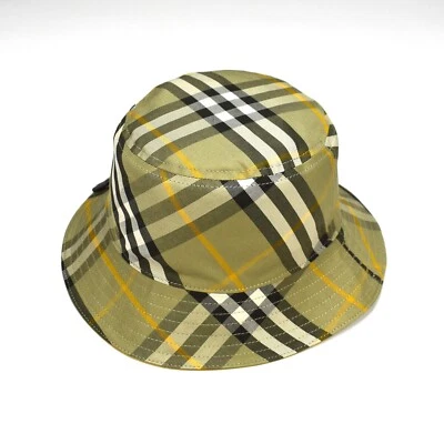 NWT $480 Burberry Beige Check Knight Logo Reversible Bucket Hat Mens L AUTHENTIC - Image 1 of 4