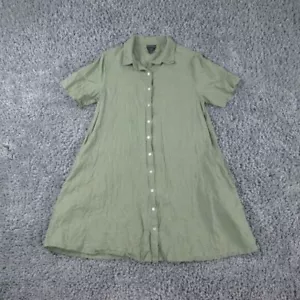 Tahari Kleid Damen kleine grüne Taschen Leinen Kurzarm Knopfleiste - Bild 1 von 10