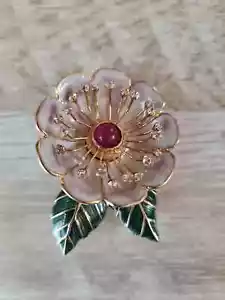 Vintage MMA CN Metropolitan Museum Gold Plated Enamel Jewel Poppy Flower Enamel - Picture 1 of 5