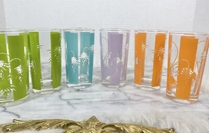 Vintage Palm Fan Glas Becher BRILLE TropicaL Mid Century Modern ColorfuL - 6 - Bild 1 von 12