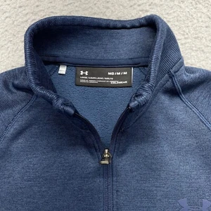 Under Armour Pullover Sweatshirt 1/4 Zip Men Medium Blue ColdGear Long Sleeve - Picture 1 of 8