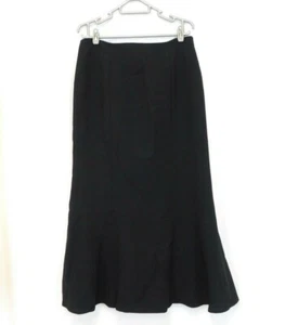 Country Casuals wool blend black crepe lined skirt UK 12 fluted hem goth wicca - Picture 1 of 8
