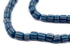 Blau Java Stachelbeere Perlen 6 mm Indonesien Zylinder Glas 26 Zoll Strang