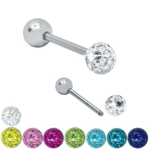 Piercing Piercingstab Barbell Zunge Brust Chirurgenstahl Stab Kristall Straß - Bild 1 von 12