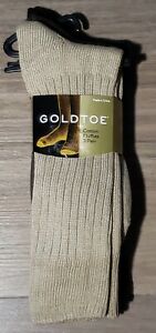 3 Pairs GOLD TOE Men's Cotton Fluffies Fluffy Socks Brown Tan Green Size 6-12.5