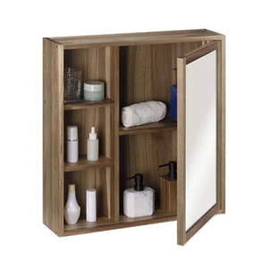 Armario baño con espejo y 5 estantes espejo de baño con armario de madera - Imagen 1 de 6