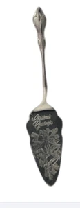VTG International Silver Christmas Greetings Pie Cake Server 11" Silver Plated - Picture 1 of 12
