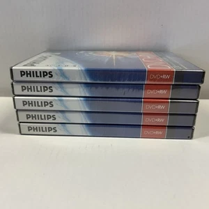 5 x PHILIPS DVD + RW BLANK DVDs - 4.7GB DATA - NEW & SEALED 120 mins Bundle - Afbeelding 1 van 2