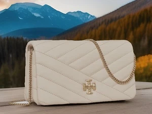 AUTÉNTICO NUEVO CON ETIQUETAS Tory Burch Mini Kira Chevron Edredón Cadena Cartera Bolso Bandolera-Nuevo Crema - Imagen 1 de 20