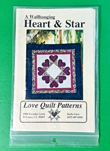 Heart and Star Wall-hanging by Kathy Love Love Quilt Patterns NEW Adorable! - Picture 1 of 3