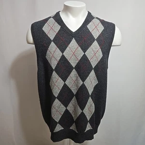 Club Room 100% Kaschmir Pullover Weste Herren Large grau Argyle Diamond Estate - Bild 1 von 7