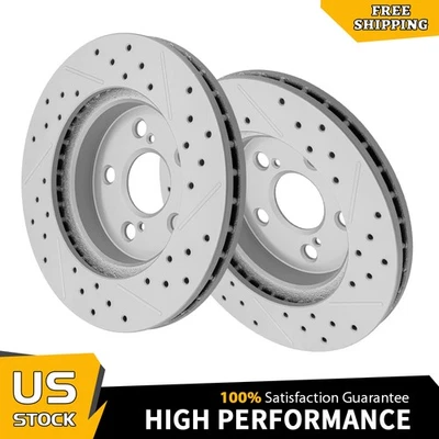 Front Drilled Disc Brake Rotors For 2016-2022 Toyota Prius Prime AWD-e Corolla - Image 1 of 4