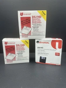 Universal DS HD 3.5inch Diskettes IBM-Formatted 3 Boxes of 11 SEALED NEW - Afbeelding 1 van 3