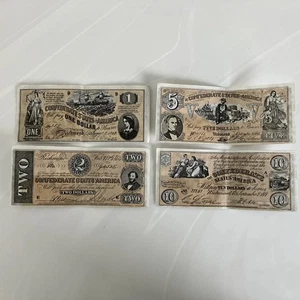 TOPPS CIVIL WAR NEWS 1 2 5 & 10 DOLLAR BILLS AMERICAN CIVIL WAR 1962 REPLICA - Bild 1 von 9
