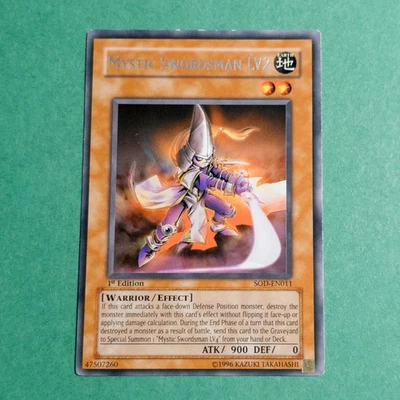 Yu-Gi-Oh Card - SOD-EN011 - MYSTIC SWORDSMAN LV2 (rare) [1st Edition] *NM/PL* - Image 1 of 2