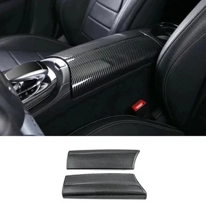 For Mercedes Benz C Class W205 Carbon Fiber Center Armrest Box Storage Box Trim - Picture 1 of 14