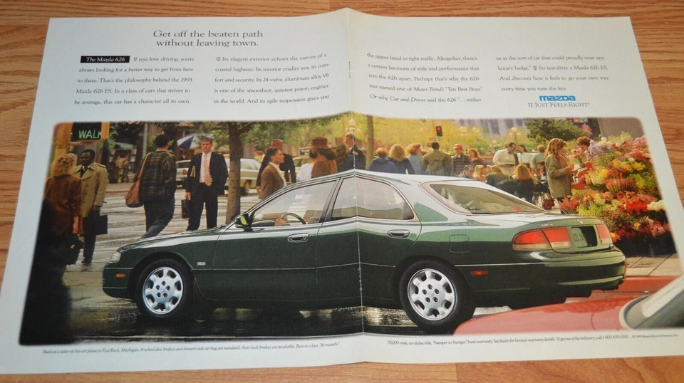 1993 MAZDA 626 ES ORIGINAL LARGE ADVERTISEMENT PRINT AD 93 626ES - Image 1 of 1