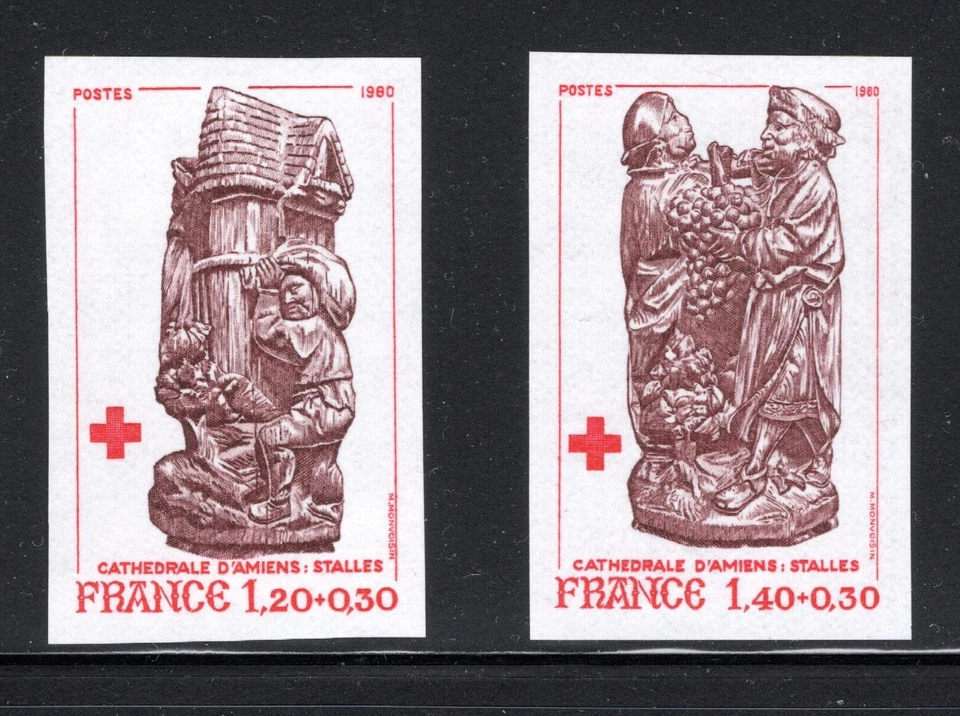 FRANCE 1980 SC#'s B530-31 (YT#'s 2116-17) Imperf MH - Image 1 of 1