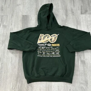 Green Bay Packers Hoodie Sweatshirt 100 Years 2019 Anniversary Football Rare L - Picture 1 of 8