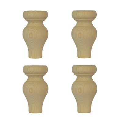 Paquete de 4 muebles de pino pequeños pies de tulipán 66 mm Ø x 120 mm alto A3TF Foto 1 de 2