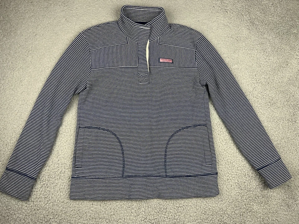 Vineyard Vines Pullover Mujer XS Botón Tapeta Oveja Camisa Suéter Rayas Ballena Foto 1 de 4