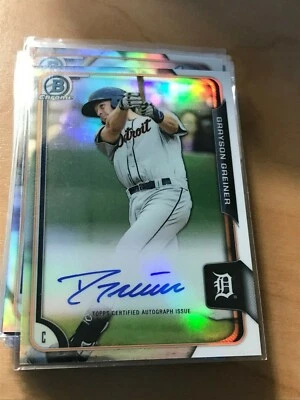 Grayson Greiner 2015 Bowman Chrome Prospect Autographs Refractors TIGERS ! kc1 - Image 1 of 2