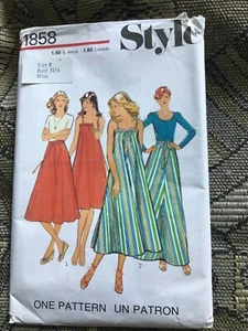 Vintage 1977 Sewing Pattern Wrap-Around Skirt & Sleeveless Dress Uncut Size 8  - Imagen 1 de 2