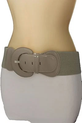 New Women Fashion Belt Hip High Waist Stretch Waistband Beige Buckle Size XS S M - Image 1 of 4