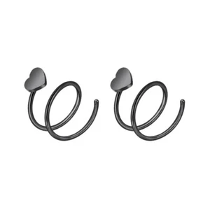 2PCS Tiny Double Hoop Nose Ring for Single Piercing Spiral Cartilage Earring 20G - Picture 1 of 26