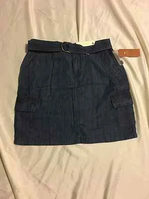 Sonoma: Pantalón corto de mezclilla mediano para mujer de ajuste moderno, estilo cargo, con cinturón: azul, 4, 8 Foto 1 de 4