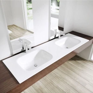 Bathroom Wash Basin Stone Semi Recessed Double Large Sink Vanity 1200x480mm - Picture 1 of 13