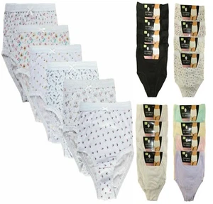 12 x Pack Damen 100 % Baumwolle Slips Maxi voller Komfort Passform Unterwäsche, Größe 10-24 - Bild 1 von 7