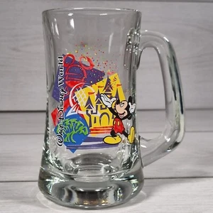 Disney World Mickey Mouse Glass Tankard with Fireworks Design 90s Vintage - Picture 1 of 9