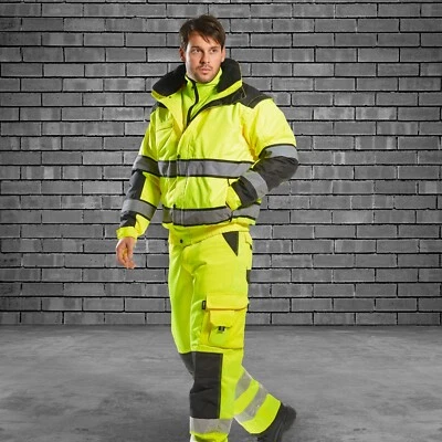 Portwest UC466 HiVis Reflective Bomber Rain Jacket with Waterproof Taped Seams - Image 1 of 4