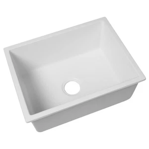 Granite Kitchen Sink Laundry Stone Sinks Undermount Single Bowl 59cmx45cm White - Picture 1 of 11