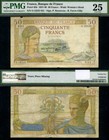 Fr. 85 B 50 1937-40 World Paper Money France Pmg Vf25