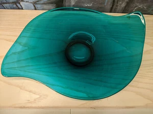 Plato de vidrio vikingo EPIC BLUENIQUE forma libre atómico oblongo consola cuenco azul 17" - Imagen 1 de 11
