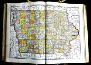 1897.Old.Geographical: MAP OF IOWA.COUNTIES,LAKES,RIVERS.Rand, McNelly & Company - Imagen 1 de 1