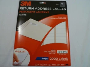 3M Return Address Labels, 1/2" x 1-3/4", white, 3200-R, 2000 count - Picture 1 of 2
