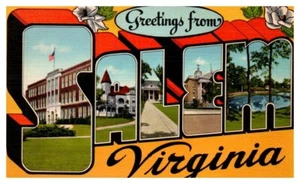 SALUDOS de SALEM, Virginia VA lino - Postal - Imagen 1 de 2