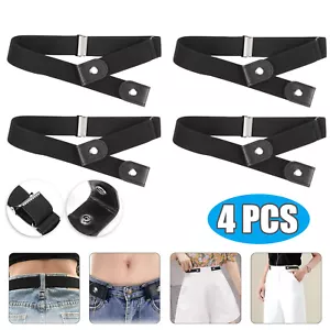 4PCS Men Women Buckle-free Elastic Invisible Waist Belt for Jean No Bulge Hassle - Picture 1 of 12