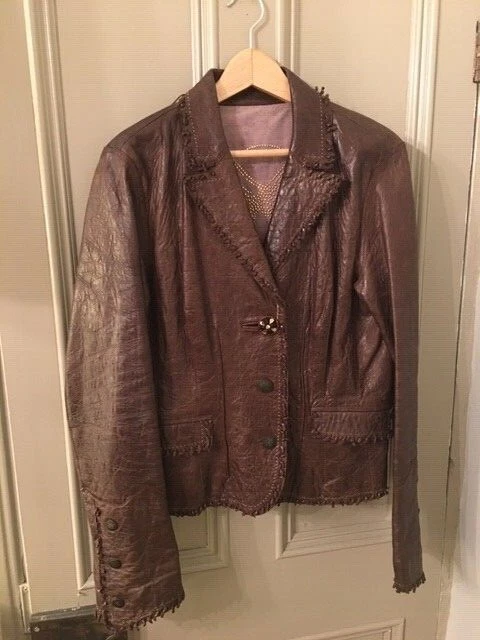 Fabulous DESIGNER LADIES LEATHER JACKET by .IT PINO COVINO ITALY SIZE 48 (16)  - Image 1 of 4
