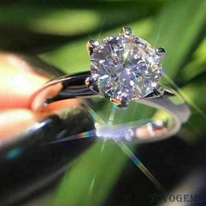 F/VVS1 Moissanit Solitär Verlobungsring massiv 14K Weißgold 2 Kt Rundschliff - Bild 1 von 8