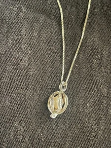 Natural Pearl In Sterling Cage Pendant On 16” 925 Chain - Picture 1 of 6