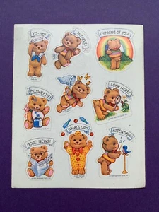 Vintage 1981 Hallmark Teddy Bear Keeping In Touch Greetings Stickers - 1 Sheet - Picture 1 of 6