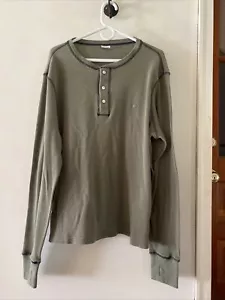 Brooks Brothers Henley Thermal Knit Long Sleeve Shirt sz XL OD Moss Green EUC - Picture 1 of 10