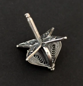 Vintage Dreidel Silver 925 Filigree Hanukkah Sevivon Sham From Israel VTG Gift - Picture 1 of 14