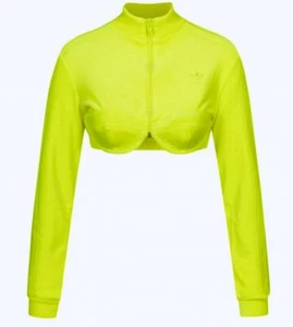ADIDAS X Jeremy Scott Solar Yellow Velour Cropped Track Top Womens Sz XS L XL - Picture 1 of 11