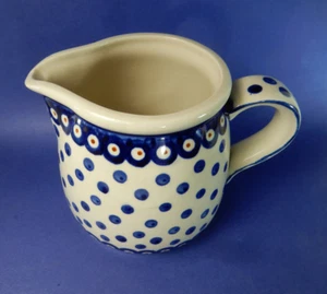 Handgefertigter Boleslawiec polnischer Tonkrug, blau, weiß, rot, Polen - Bild 1 von 12