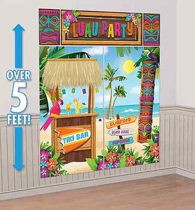 Tiki Scene Setter Wall Decoration Poster Luau Beach Party Supplies Summer Decor - Picture 1 of 3